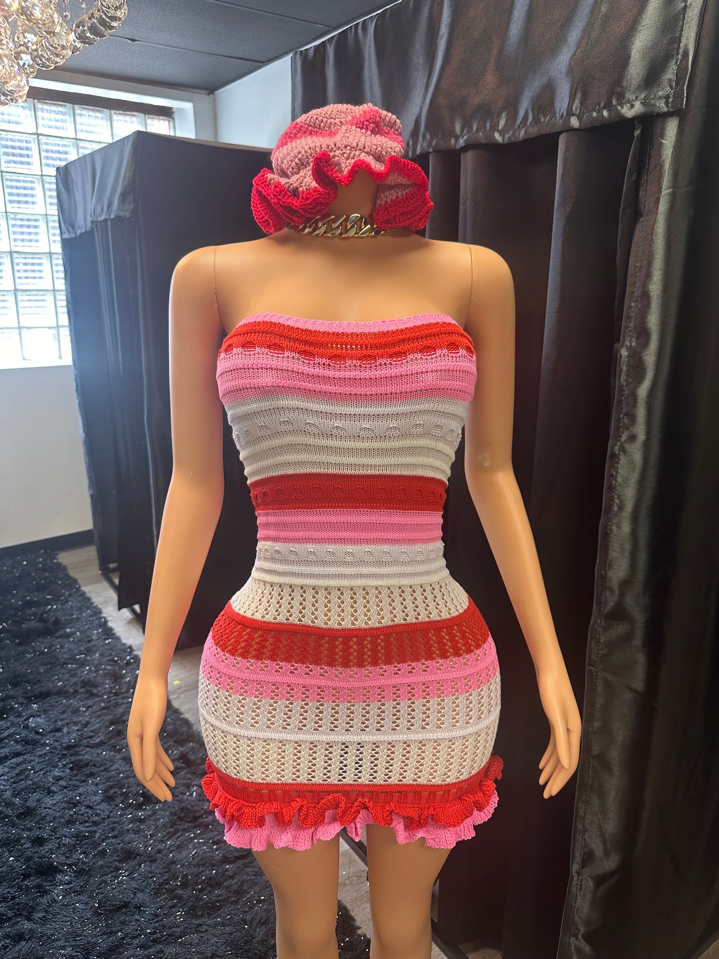 2 Piece “Dream Crochet Dress” Comes With Hat!