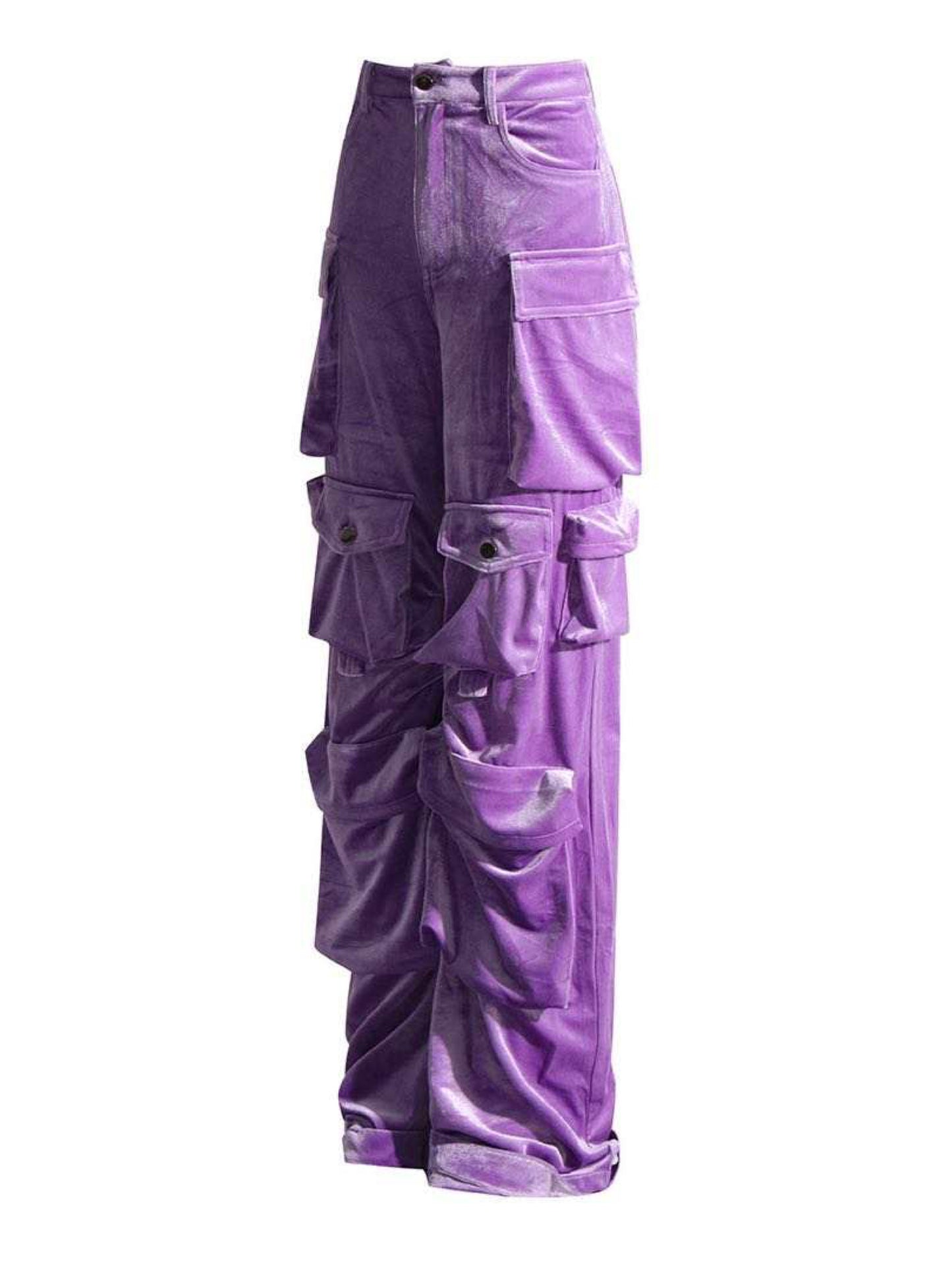 “She Bad” Purple Velvet Cargo Pants