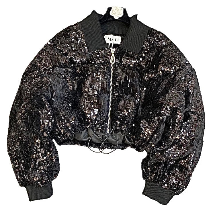 "Sequins Bomber Coat”