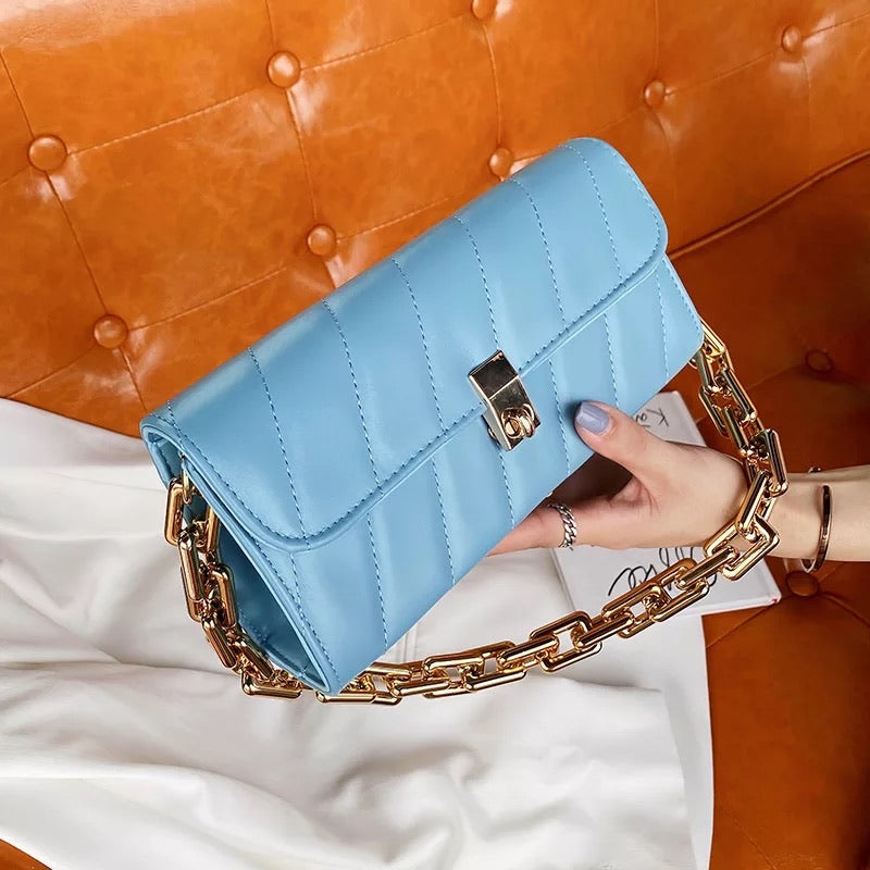 NOTHING Women's Baby Blue Leather Lined Portfolio Clutch Hand Bag - Trendyol