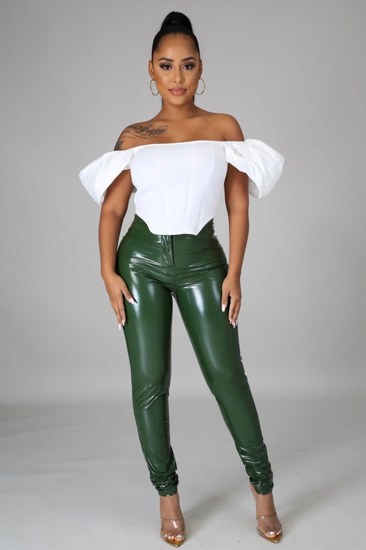 Money Green Latex Pants